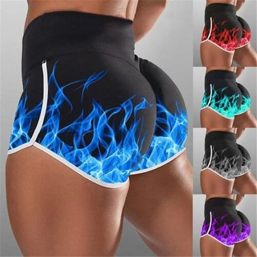 Fire Flame Print Streetwear Shorts Women Bodycon Biker Cycling Shorts Harajuku Skinny Mini Short Pants Sweat Pants Fall