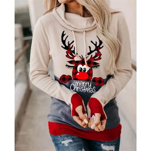Print Halloween Sweatshirts Woman Hoodies Long Sleeve Top Casual Loose Pullovers Women Clothes Christmas Sweatshirt Female