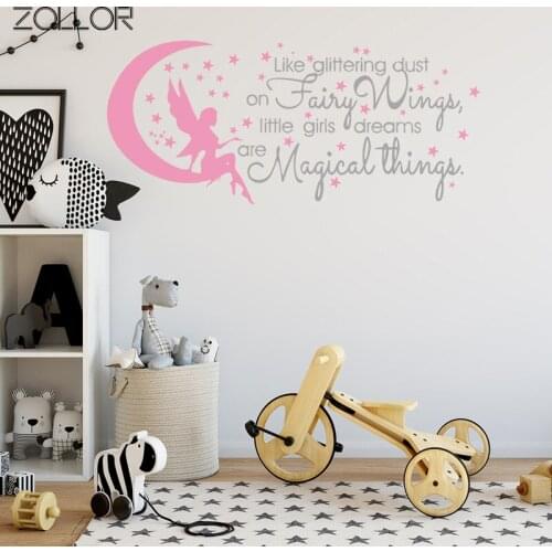 Zollor Lovely Fairy Letters DIY Home Wall Sticker Household Art Mural Decals for Living Room Sofa TV Background Decoration