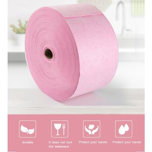 1 Roll Non-Woven Fabric Washing Cleaning Cloth Towels Kitchen Towel Disposable Pink Strong Absorbent Rags Wiping Souring Pad