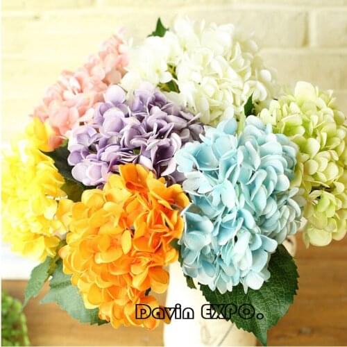 1pc artificial hydrangea silk flower bouquet fake flowers for wedding home diy decoration bridal hand flowers