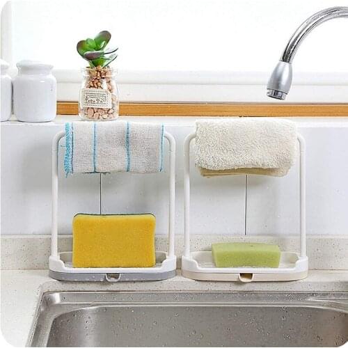 1pcs Storage Rack Stand Dish Clothes Drain Rack Clean Sponge Holder Shelf Plate For Pad Towel Organizer Home Kitchen Accessories