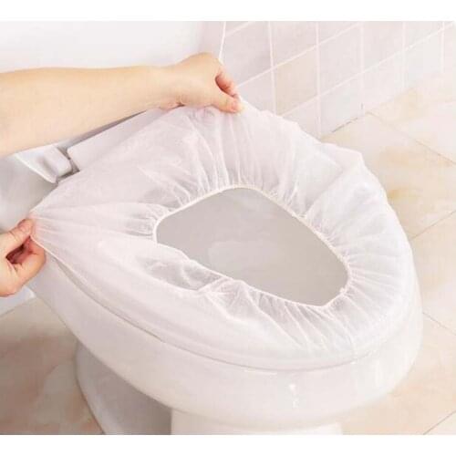 10PCS Disposable Toilet Seat Cover Mat Travel Hotel Sanitary Safe Non-woven Fabric Portable Toilet Pad Bathroom Accessories