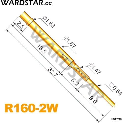 100pcs/lot R160-2W Spring Probe Test Probes Pogo Pin Receptacle Length 32.7mm