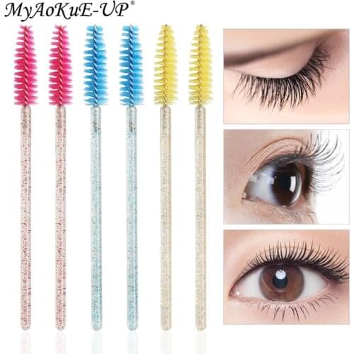 1000pcs/lot Disposable Mascara Wands Eyelash Extension Nylon Makeup Brushes Crystal Handle Eyelashes Brush