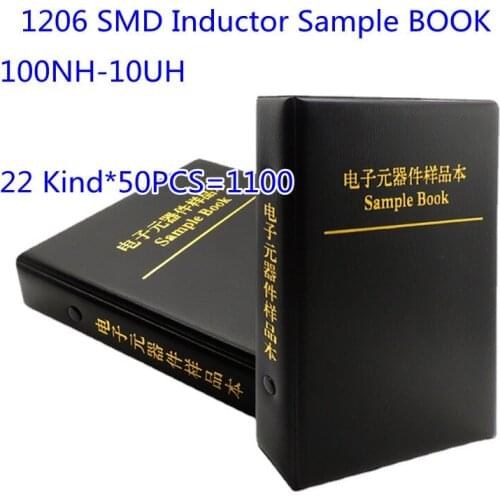 1100PCS 1206 SMD Inductance Assorted Kit Sample Book 22Kinds 100nH-10uH Inductors DIY Kit 220nH 330nH 680nH 1uH 1.5uH 2.2uH