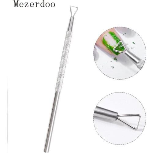 2 Pcs Triangle Head Nail UV Gel Polish Remover Tool Stainless Steel Stick Rod Cuticle Pusher Lacquer Cleaner Nail Art Care Tools