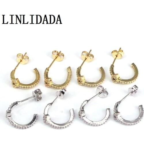 5Pairs micro Pave cz Stud Earrings Fashion Geometric Gold Silver Color Earrings Jewelry for Women Party New