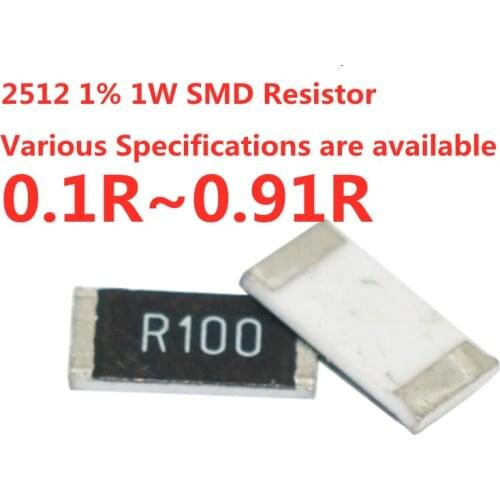 50pcs 2512 SMD Chip Resistor 1W 1% 0.1R 0.12 0.15R 0.22R 0.3R 0.33R 0.36R 0.4R 0.47R 0.5R 0.51R 0.62R 0.68R 0.75R 0.82R 0.91OHM
