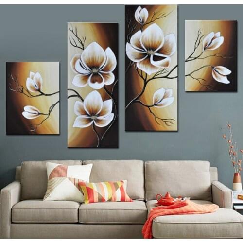 Abstract flower 5D Diy Diamond Painting 4 Piece Full Square Round Drill Diamond Embroidery Flower Mosaic Needlework Decor AA2325