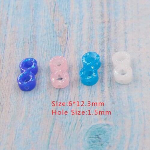 Fnixtar 6*12.3mm Resin Synthetic Special Shape Boundless Fire Opal Infinity Charm Beads 1.5mm Hole DIY Jewelry 20Piece/lot
