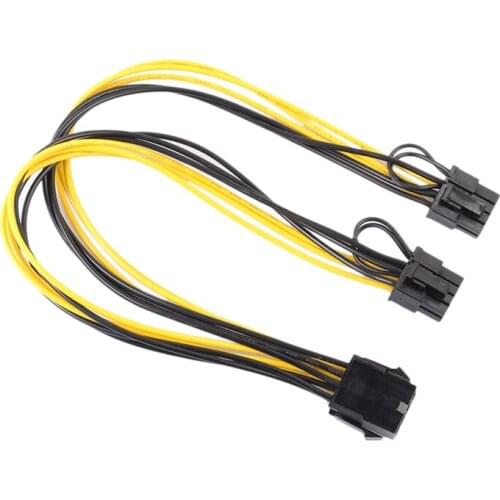 CPU 8Pin to image Video Card Dual PCI-E PCIe 8Pin (6Pin + 2Pin) Power Distributor Cable 30cm F19802