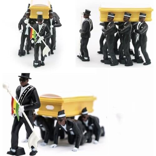 10cm Blacks Coffin Dance Figure Team Figure Black Men Carry The Casket Dancing Doll Pallbearers from popular videos