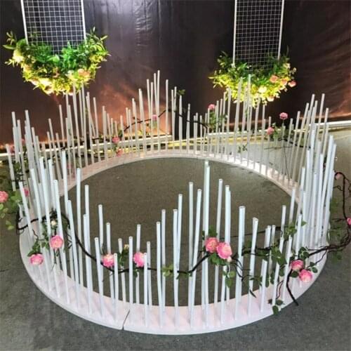Wedding party curved shape pvc tube stage backdrop stand fence curve aluminum plastic tube flower arrangement decoration layout