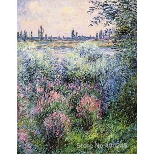 Painting by Claude Monet A Spot On The Banks Of The Seine Redroom decor oil on Canvas Handmade High quality