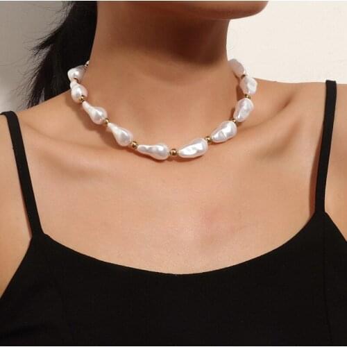 Baroque Pearl Short Necklace Elegant Extra Large Pearl Women Necklace Glamour Jewelry 2021 New Christmas Gift Jewelry Wholesale