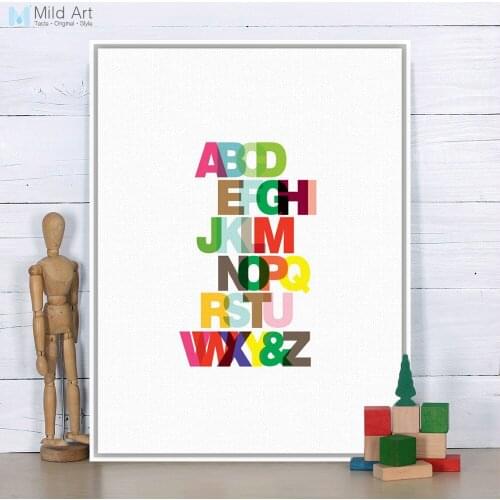 Modern Colorful Alphabet Typography Letter A4 Art Print Poster Nursery Wall Picture Canvas Painting Living Room Decor No Frame