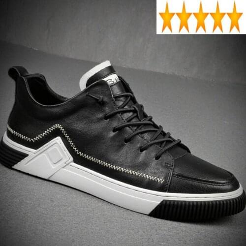 Fashion Mens Casual Elastic Euro Band Genuine Leather Sneakers High Quality New Streetwear Mixed Color Cowhide Zapatos De Hombre