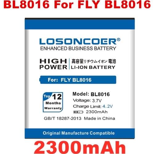 LOSONCOER 2300mAh BL 8016 BL-8016 BL8016 Batteries For FLY BL8016 Mobile Phone Battery+Tracking Number