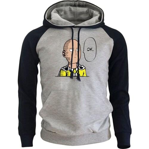 2018 Autumn Winter Fleece Brand Clothing Mens Sportswear One Punch Man Hero Saitama Oppai Anime Raglan Hoodies Harajuku Hoody