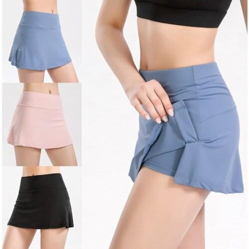 Newly Womens Sports Short Skirt High Waist Pure Color High Elasticity Quick Drying Sweat Absorption Pants for Running Yoga