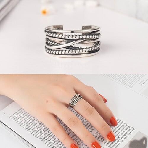 New Trendy Style Silver Color Punk Rings for Women Adjustable Size Engagement Rings Girls Gifts Party Jewelry Anillos