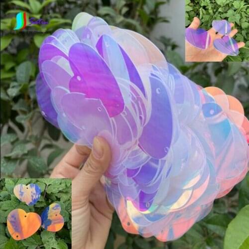 Wholesale Large 55mm Translucent Magic White Heart Sequin DIY Jewelry Curtain Stage Background Dance Clothing Decorated Sequin