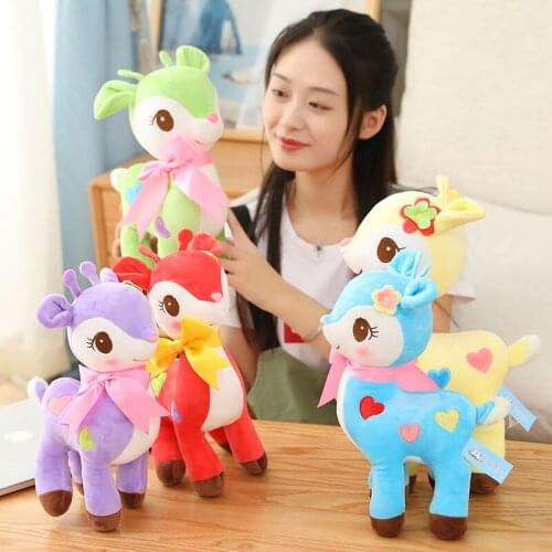 Sika Deer Rainbow Deer Giraffe Plush Doll Stuffed Animals Kids Toys 35CM