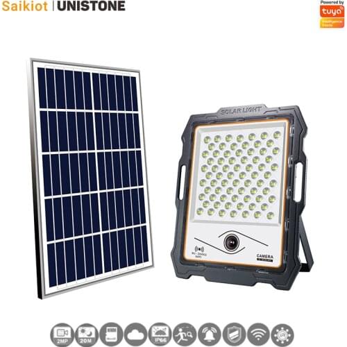 Saikiot Tuya Smart 2MP Wireless 200W Solar Spotlight Light Outdoor Waterproof WIFI Camera for Home Secuirty
