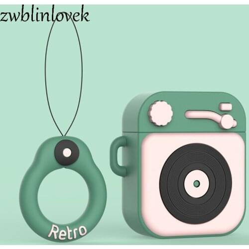Retro gramophone walkman 3d case for airpods 1 2 charging case soft silicone wireless bluetooth headset protective cover coke