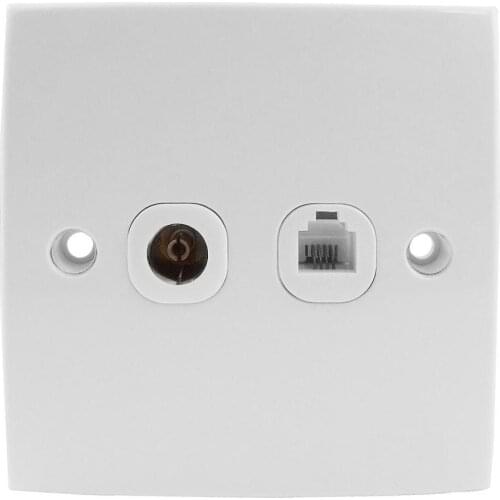 RJ11 TV Socket Dual Port White Wall Plate Face Panel