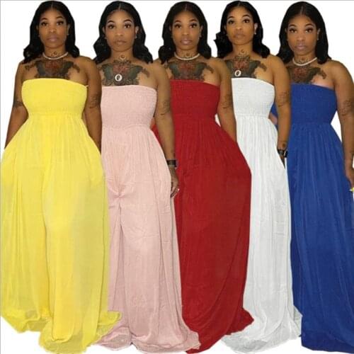 S-3xl Jumpsuit Women Solid One Piece Outfit Clothing Sexy Off Shoulder Sleeveless Summer Casual Bodysuit Wholesale Dropshipping