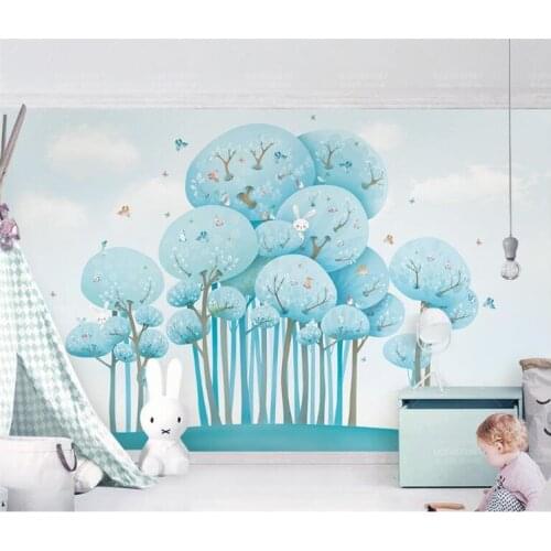 North European Forest Rabbit Bird Kids Bedroom Home Wall Decor Wall Mural for Living Room Wall Paper Mural 3D Wallpapers Custom