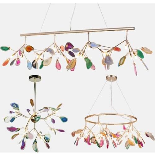 Nordic chandelier living room lamps simple creative bedroom dining room agate tree chandelier master bedroom post-modern color