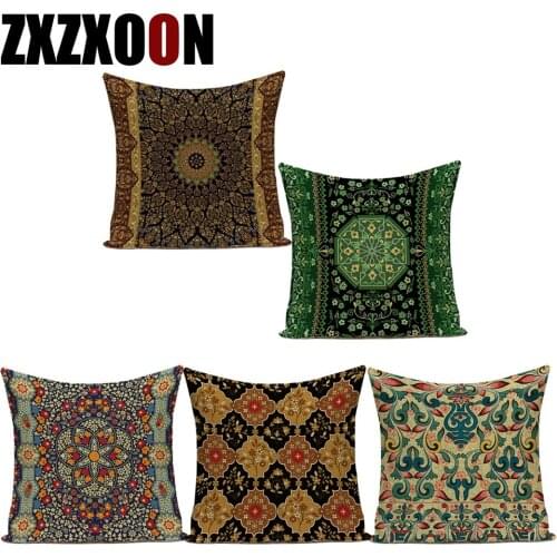 Middle East Boho Mandala Geometric Flower Cojines Decorativos Para Sofa Pillow Cover Decorative Polyester Cushion Cover