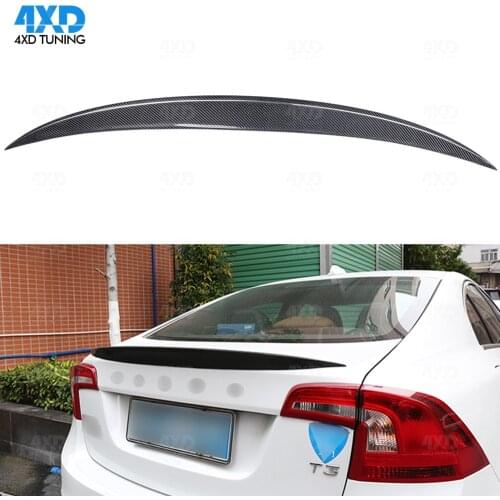 Carbon Fiber Rear Spoiler For Volvo S60 Rear Bumper Lip Boot Trunk spoiler Wing 2012 2013 2014 2015 2016 2017