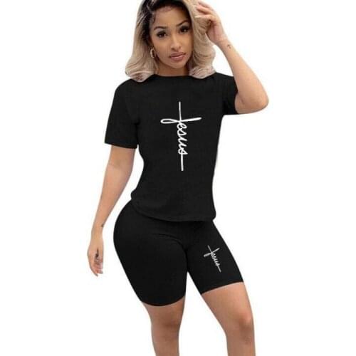 Womens Shorts Suits Short Sleeve Tops + Jogger Shorts for Female Womens Summer Suit with Shorts 2 Piece Sets Womens Outfits