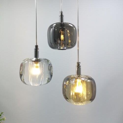 Luxury crystals hanging lights Nordic Cubie Single Pendant Light amber gray clear kitchen light bedroom home bar pendant lights