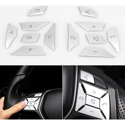 1 Set for Mercedes Benz A B C E CLA SLK Class W176 W246 W212 W204 Steering Wheel Button Switch Protection Stickers Decor Cover