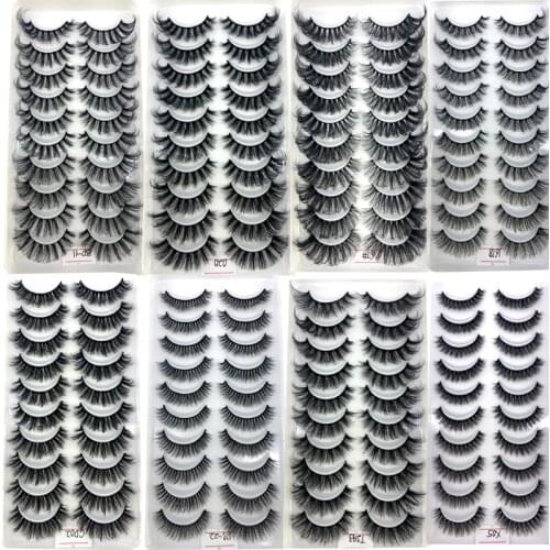 10 Pairs 8-25mm 3d Mink Lashes Bulk Faux with Custom Box Wispy Natural Mink Lashes Pack Short Wholesales Natural False Eyelashes