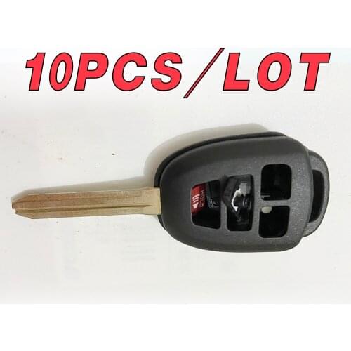 10pcs/lot 4 button remote key shell with red panic auto remote key shell for toyota