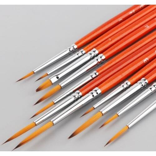 11pcs/set Professional Detail Paint Brush Fine Pointed Tip Miniature Brushes For Acrylic Watercolor Oil Drawing Kits K92F