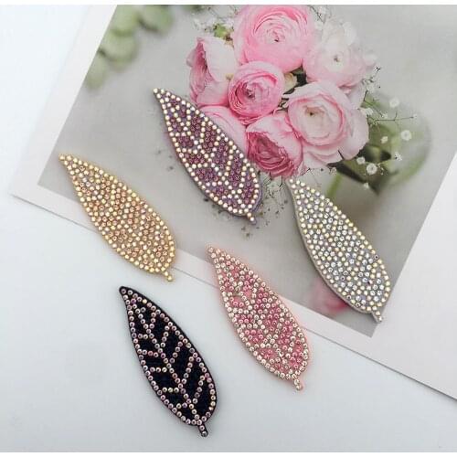 15pcs Multicolor Rhinestone Leaf Hair Materials Chunky Glitter Baby Hair Accessories Party Decoration DIY Crafts Supplies