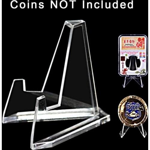 20Pcs Plastic Coin Display Stand Clear Mini Storage Coin Medal Cards Display Easel Stand Holder 36x27x6mm