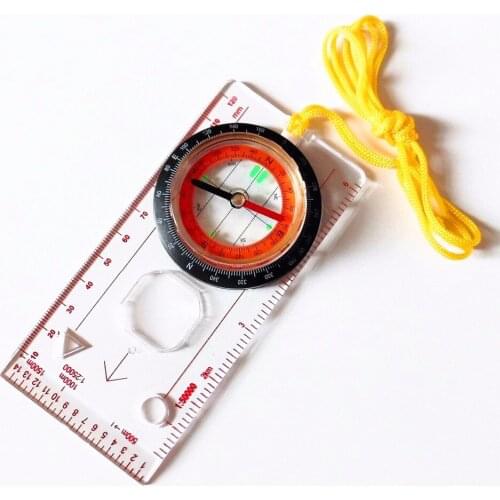 200pcs high quality Map Scale Compass with neck strap Outdoor Camping Hiking l Compass Ruler Map Scale Compass magnifier tools