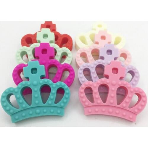 5pcs/lot Royal Crown Silicone teething pendant - Chewable, BPA-free, food-grade Mini Crown silicone teether pendant