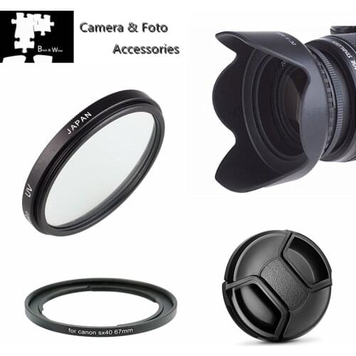 67mm UV Filter & Lens hood Cap , Adapter ring for Canon Powershot SX70 SX50 SX40 SX530 SX540 HS Digital Camera