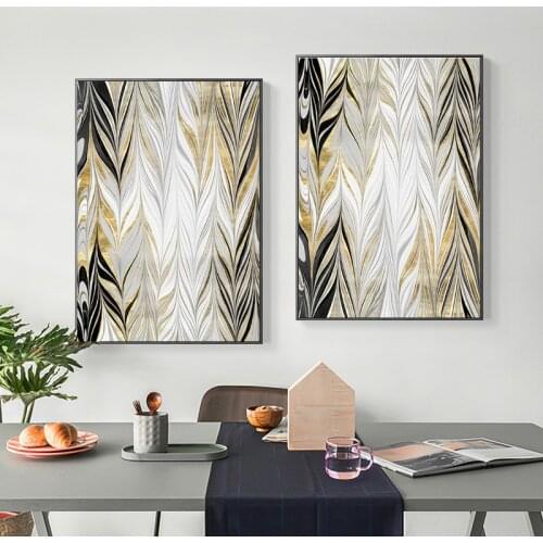 Abstract Golden Leaves Posters and Prints Modern Art Canvas Painting Wall Art Picture for Living Room Gallery Bedroom Home Decor