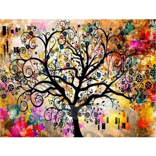 Abstract Color Tree Of Life Diamond Painting 5D Full Square Round Drill Diy Diamond Embroidery Mosaic Handicraft WG2535