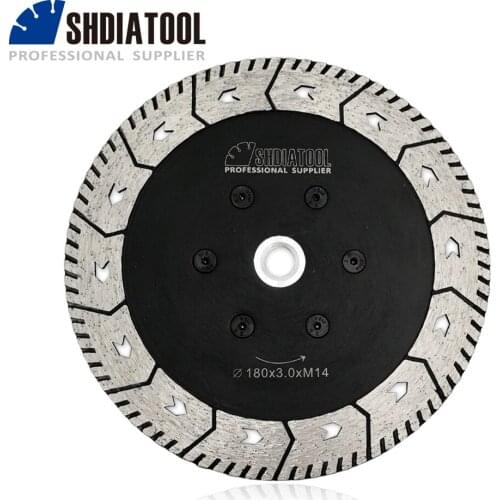 SHDIATOOL 1pc Dia 7"/180mm M14 Diamond Cutting Grindng Disc Dual Saw Blade For Cut Grind Sharpen Granite Marble Concrete